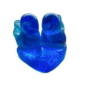 Vintage Bluebirds of Happiness Signed Leo Ward Heart Shaped Base